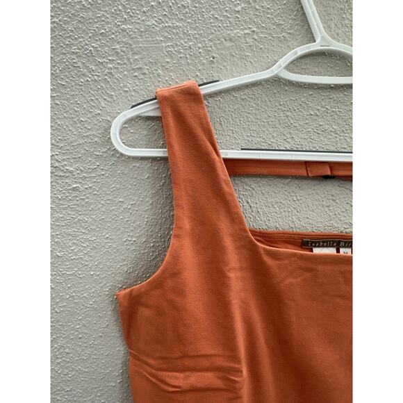 Isabella Bird Womens Tank Top Size Medium Orange Square Neck Back Strap - Picture 2 of 10